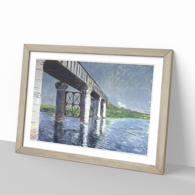 The Seine and the Railroad Bridge by Gustave Caillebotte - Framed Print, Oak Framed, 48cm H x 65cm W x 2cm D