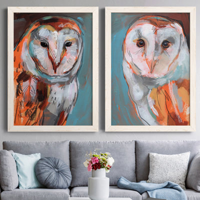Optic Owl I - ensemble de 2 reproductions d'art sur toile