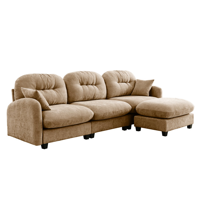 Coussin Canapé modulaire ergonomique modulaire en forme de L avec tissu chenille et chameau pour les espaces de vie