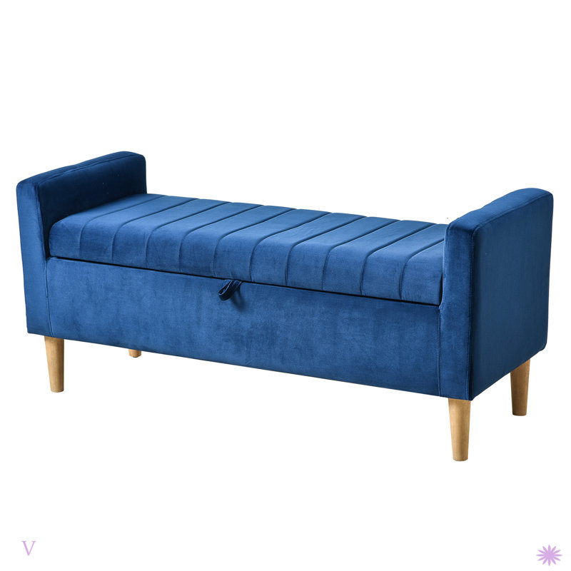 Banc de rangement avec repose-pieds 48 po, Bleu