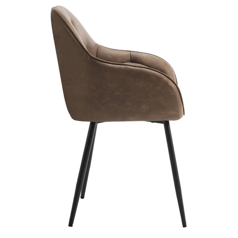 Rigney 50.5cm H Upholstered Metal Side Chair, 2, Dark Brown