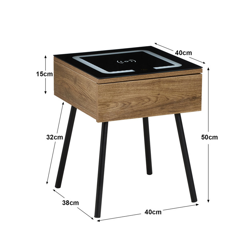 Halya Glass Top End Table