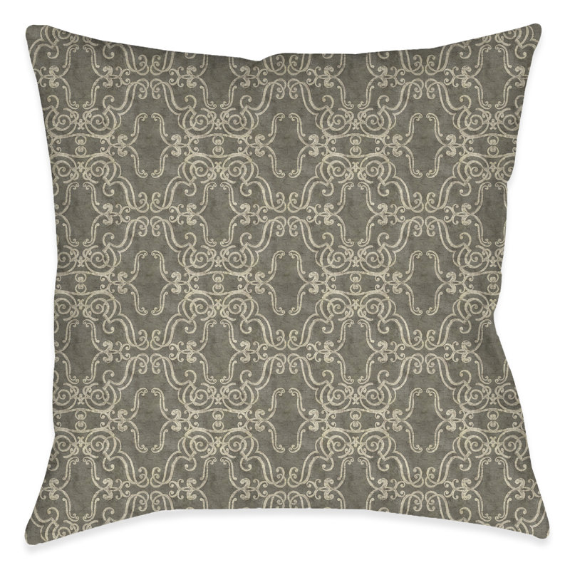 Scrollwork Geometric Outdoor Throw Pillow
