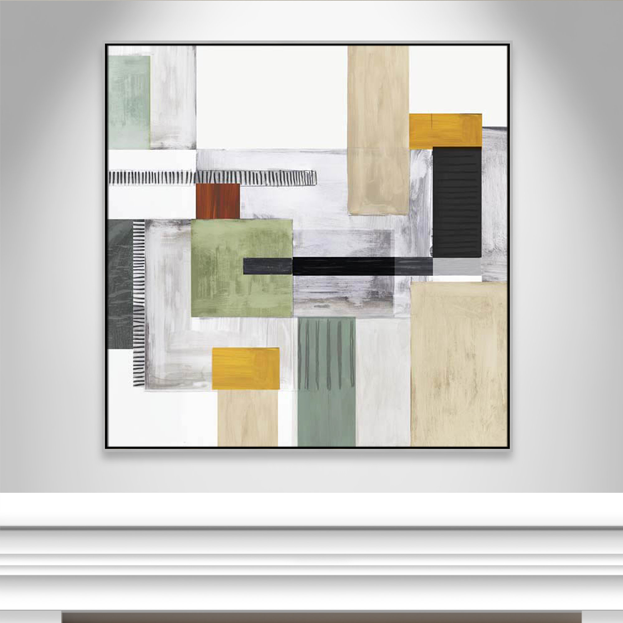 Playful Blocks, 46.5" H x 46.5" W x 2" D, Silver Floater Framed