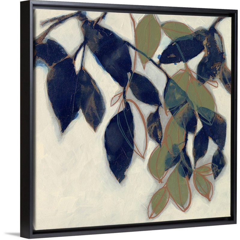 «Entwined Leaves II», art mural sur toile, Toile avec cadre noir, H 22 po x l 22 po