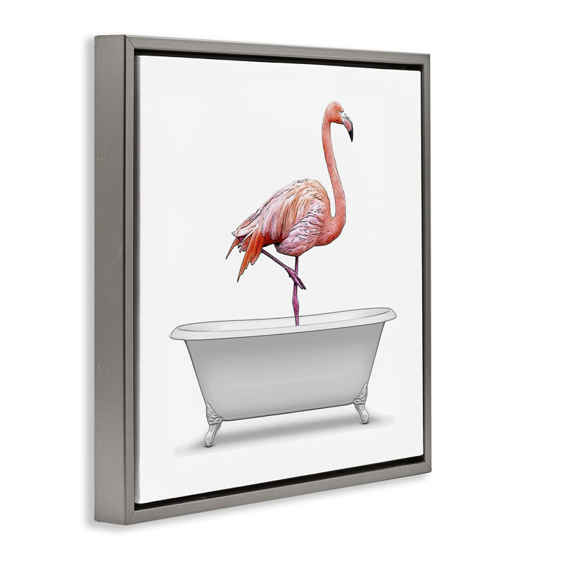 Baignoire antique debout Flamingo, Cadre flottant gris lustré, H 25 po x l 25 po