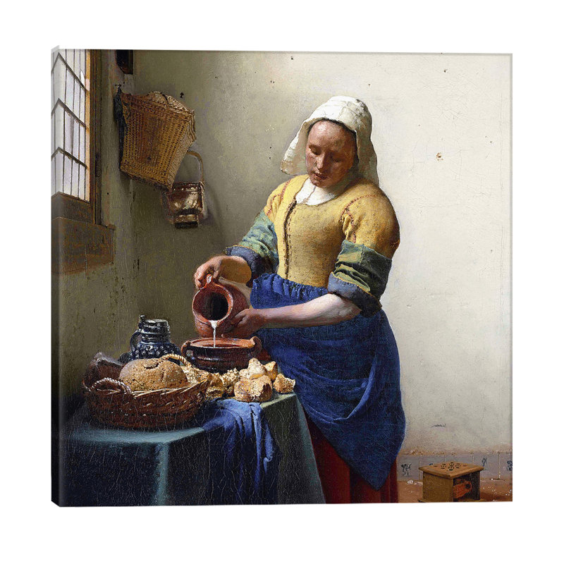 The Milkmaid by Johannes Vermeer - Painting on Canvas, No Frame, 66.04 cm H x 66.04 cm W x 1.91 cm D
