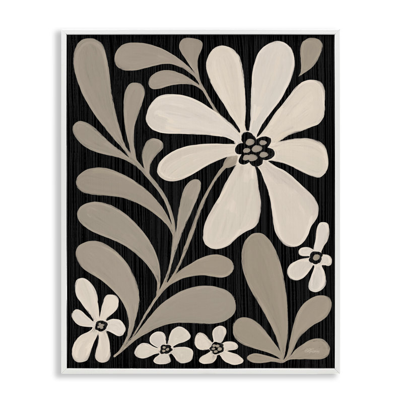 Giclée à motif floral crème moderne, design par Cat Thurman Designs, H 30 po x l 24 po