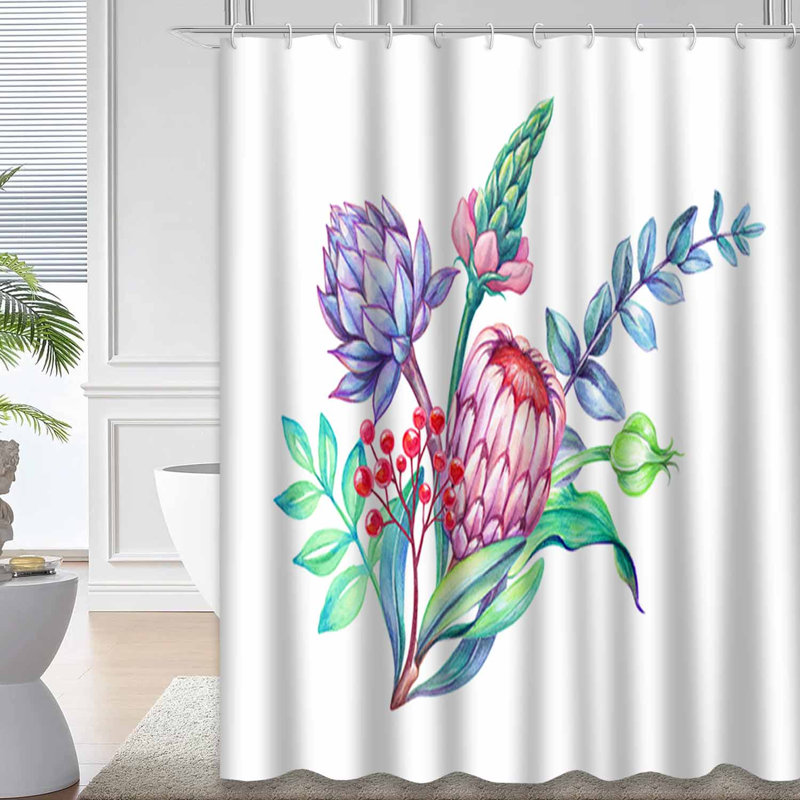 Rideau de douche vert imperméable, rideaux de douche pour la salle de bain avec 12 crochets, 72" L x 84" W