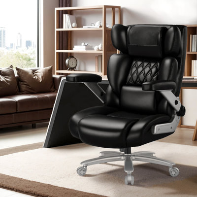 600lbs Big And Tall Office Chair With 3d Kneading Heated Massage,comfy Heavy Duty Executive Office Desk Chair With 5d Flip Arms For Heavy People,high by Inbox Zero