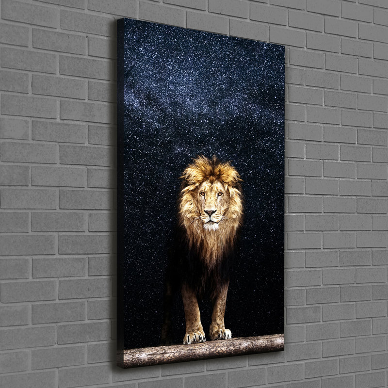 A Lion On The Background Of Stars - Wrapped Canvas Print