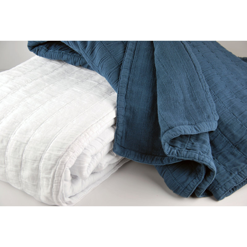 Relax Row Cotton Standard Coverlet, Full/Queen Coverlet, White