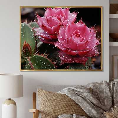 Fleurs de cactus rose - art mural floral cactus