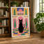 Black Cat in Pastel Interior Mid-Century 1 Piece Wrapped Canvas Wall Art-352311351-352311352