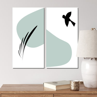 «Scandinavian Abstract Minimalistic Bird in The Sky», ensemble de 2 impressions