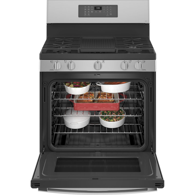 Cuisinière à gaz autoportante 30 po 5,6 pieds cubes avec plaque chauffante, Acier inoxydable
