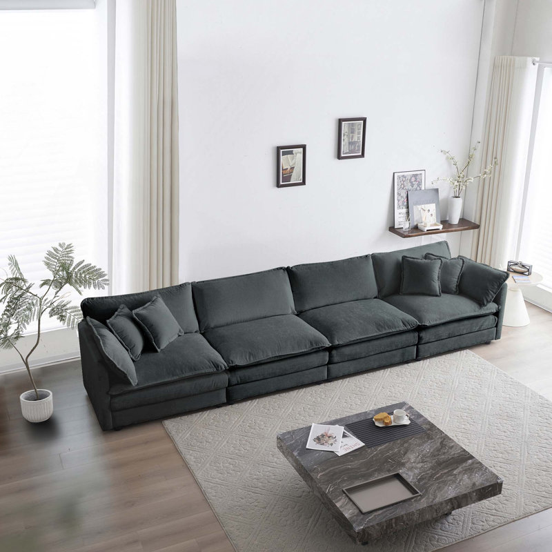 Canapé modulaire 4 places avec combinaison libre pour des configurations modulaires flexibles et un confort supérieur, Noir