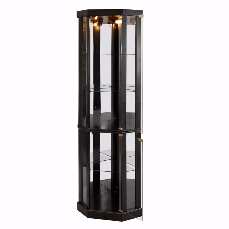Vitrine de coin noire éclairée, Noir