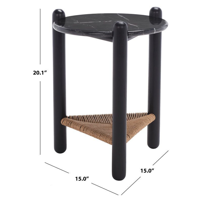 Trish End Table, Black, Black Marble