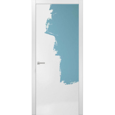 Porte intérieure moderne en bois avec quincaillerie Planum 0010, cadre à panneau unique apprêté, portes robustes pour salle de bain et chambre à coucher - 42 po x 96 po