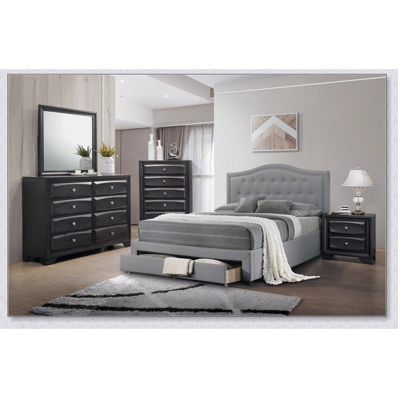 California Bed 1Pc, LIght Grey