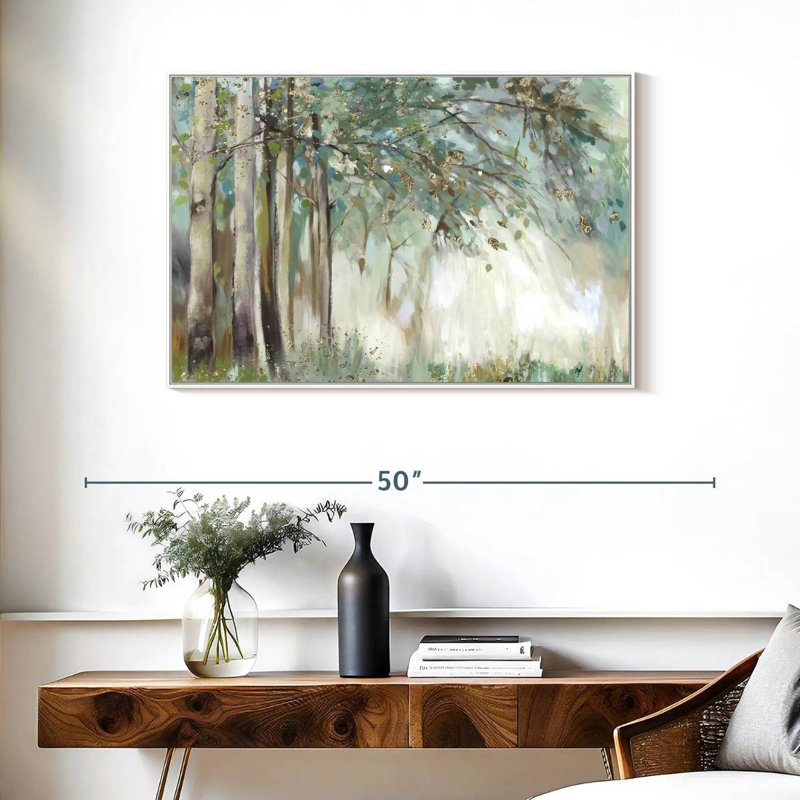 Feuilles d'argent, Cadre flottant blanc, 37 po x 25 po