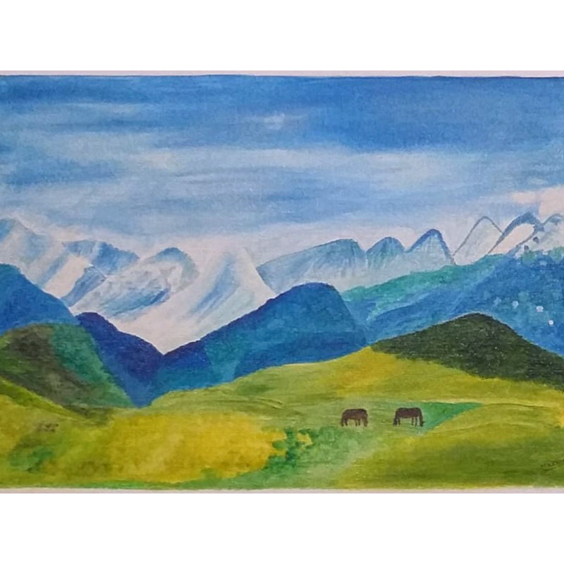 Peinture de paysage de montagne | Huile sur toile | Par Mansee Agarwal | Avec cadre