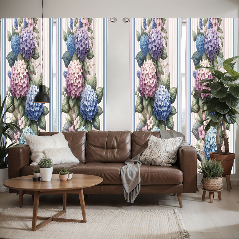 Ensemble de 4 rideaux floraux Ambesonne, L 56 po x L 95 po