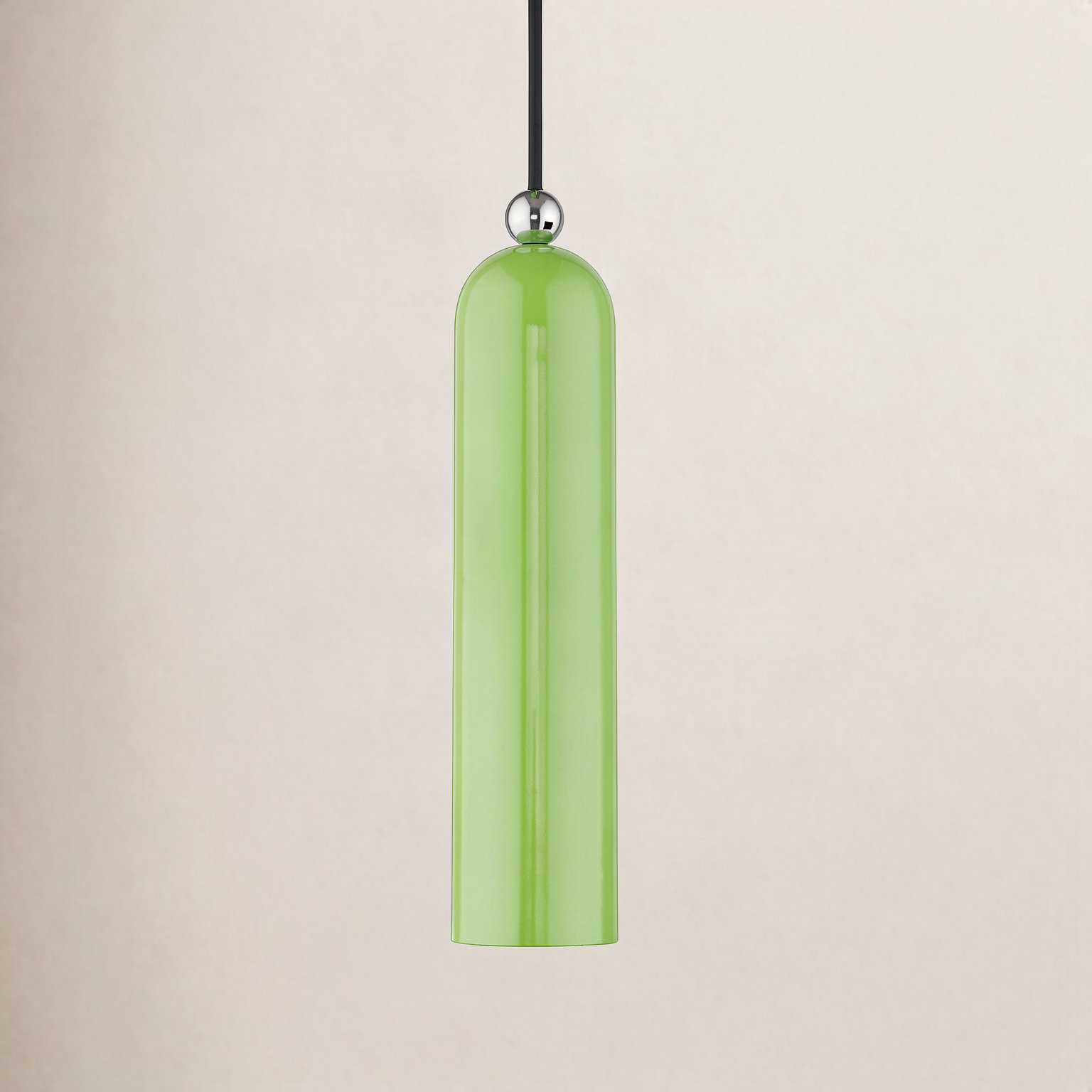 Hanne Dimmable Cylinder Single Light Pendant, Shiny Apple Green