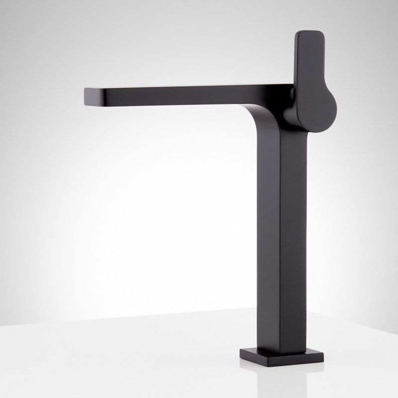 Hibiscus 1.2 GPM Single Hole Vessel Bathroom Faucet with Pop-Up Drain Assembly, Matte Black