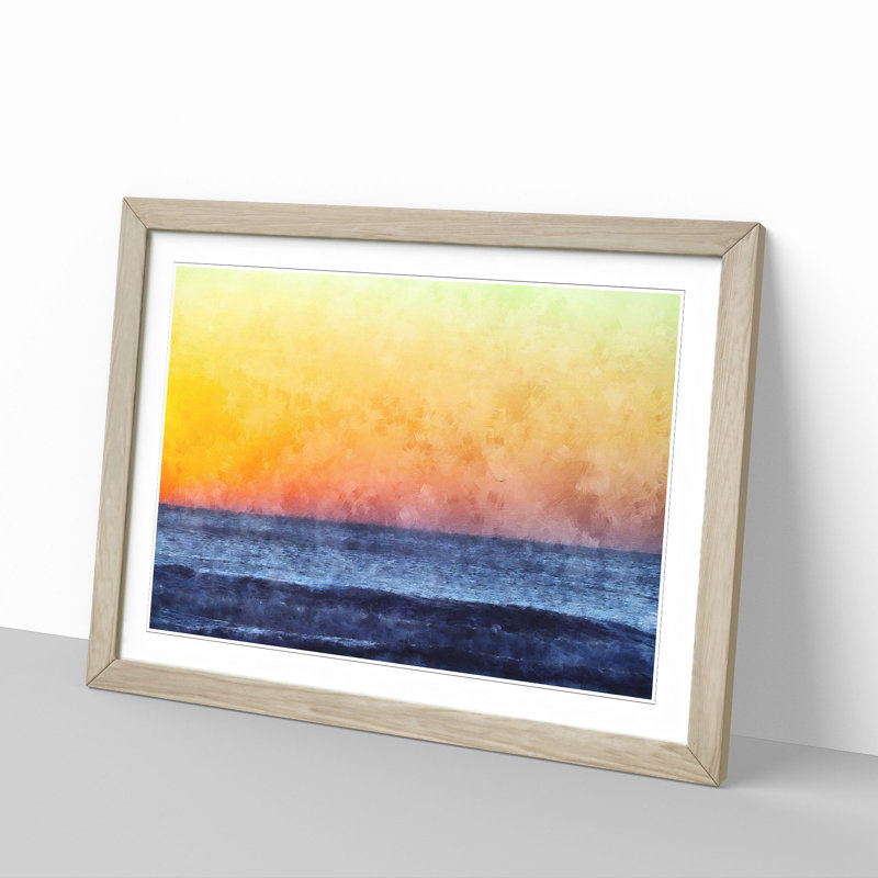 Orange Sunset Abstract - Framed Print, 33cm H x 45cm W x 2cm D, Oak Framed