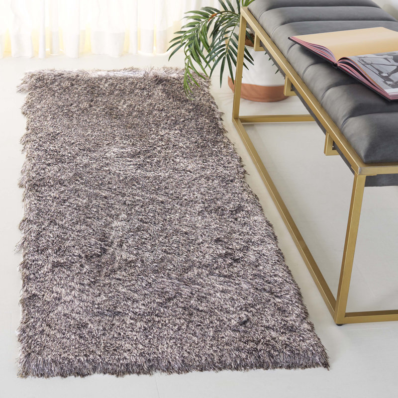 Cimah Shag Hand Tufted Performance Solid Color Rug, Runner 2'3" x 6'