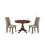 5 Piece Kitchen Table Set for 4 Includes a Round Dining Room Table with Pedestal and 4 Dark Khaki Linen Fabric Parsons Dining Chairs, Mahogany-853530676-853530679-853306165