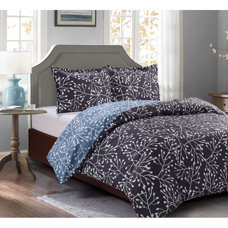 Sequoia Modern & Contemporary Polyester Abstract Duvet Cover, Gray, Full/Queen Duvet + 2 Shams