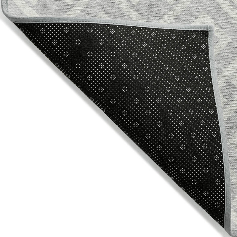 Tapis intérieur / extérieur géométrique lavable argenté et ivoire 9 pi x 12 pi