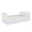 Lit plateforme avec bureau et tablette de rangement au bout du lit, lit gigogne et tiroirs-840375813