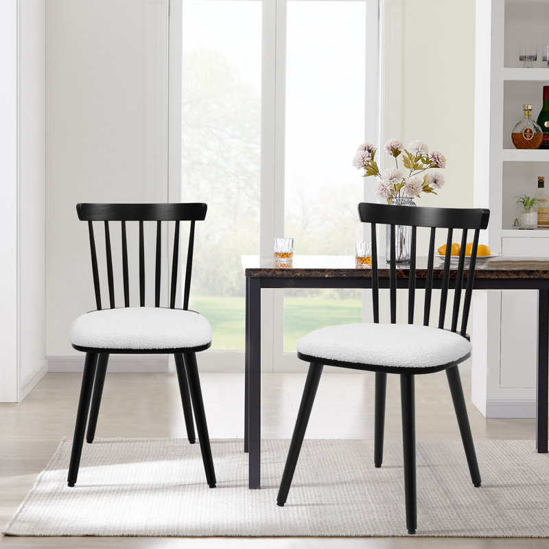 Caplan 49Cm H Upholstered Dining Chairs With Solid Wood, White, 2