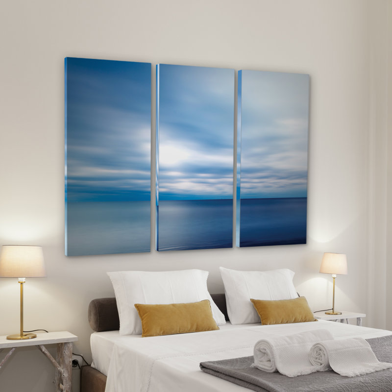 Forever Blue - 3 pièces, reproduction d'art sur toile, H 24 po x l 36 po x P 1,5 po
