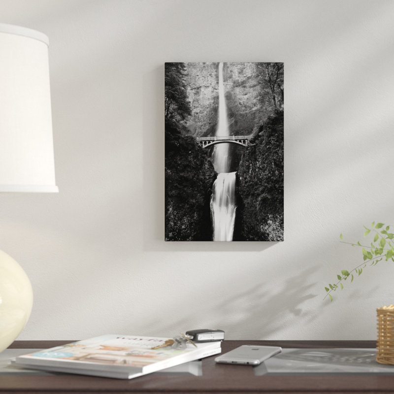 «Benson Footbridge Multnomah Falls» par Walter Bibikow, reproduction d'art graphique sur toile, H 12 po x l 8 po x P 0,75 po