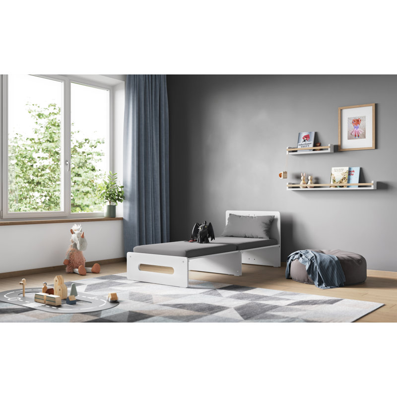 Koffler 90 x 190 cm Loft Bunk Bed with Built-in-Desk, Charcoal Grey