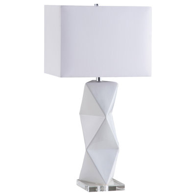 Ladejah 32-Inch Rectangular Shade Geometric Table Lamp White