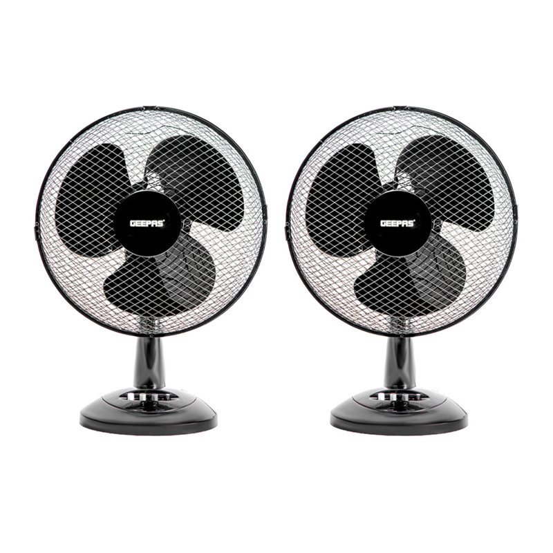 GEEPAS 12" Table Fan | Electric Portable Worktop Desk Fan with 3 Speeds 3 Blades, Adjustable Tilt Wide Angled Oscillation | Powerful Cooling Airflow for Home Office | 35W