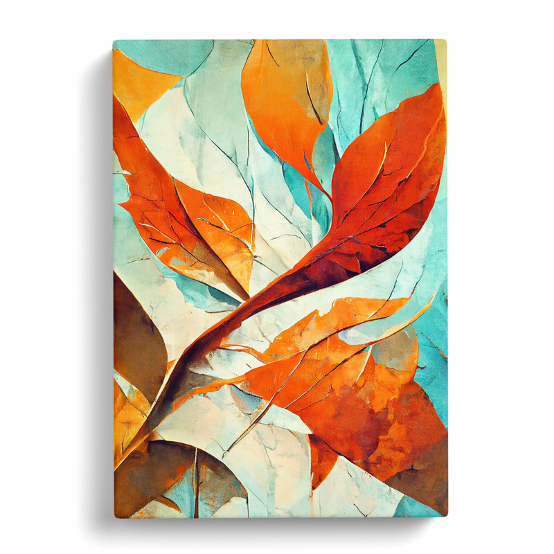 Abstract Leaf Art No.3 - Wall Art, Wrapped Canvas, 76cm H x 50cm W, White