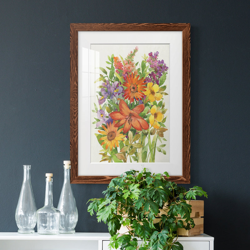 Floral Mix I - peinture encadrée, H 44 po x l 31 po x P 1 po, Cadre en érable