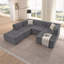 Canapé modulaire en forme de U de 135 po avec méridienne et repose-pieds mobile modulaire en forme de U pour le salon, canapé en osier revêtu de chenille avec accoudoirs ondulés, sans oreillers inclus-1712971671