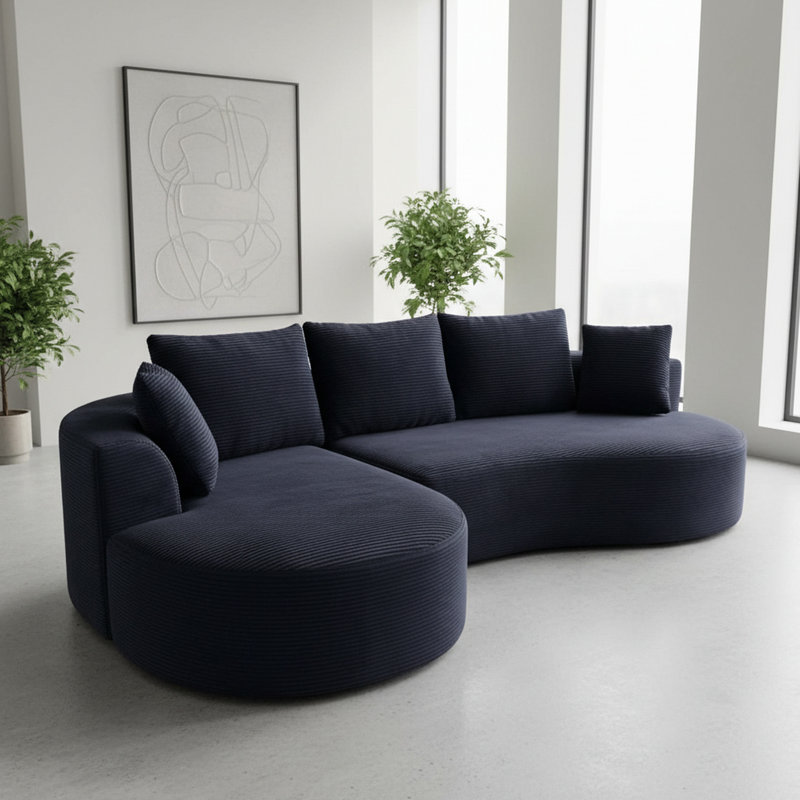 Ensemble de canapé modulaire courbé 2 pièces avec coussins, mobilier de salon ergonomique minimaliste, sièges modernes, sans assemblage, canapé et méridienne
