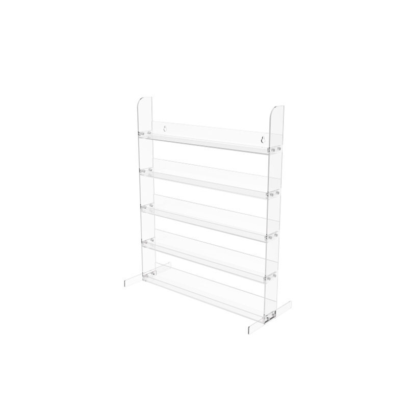 Support de comptoir mural pour vernis à ongles 15,9 po x 20,0 po x 7,0 po Leandra, 5 tablettes ouvertes, acrylique - transparent
