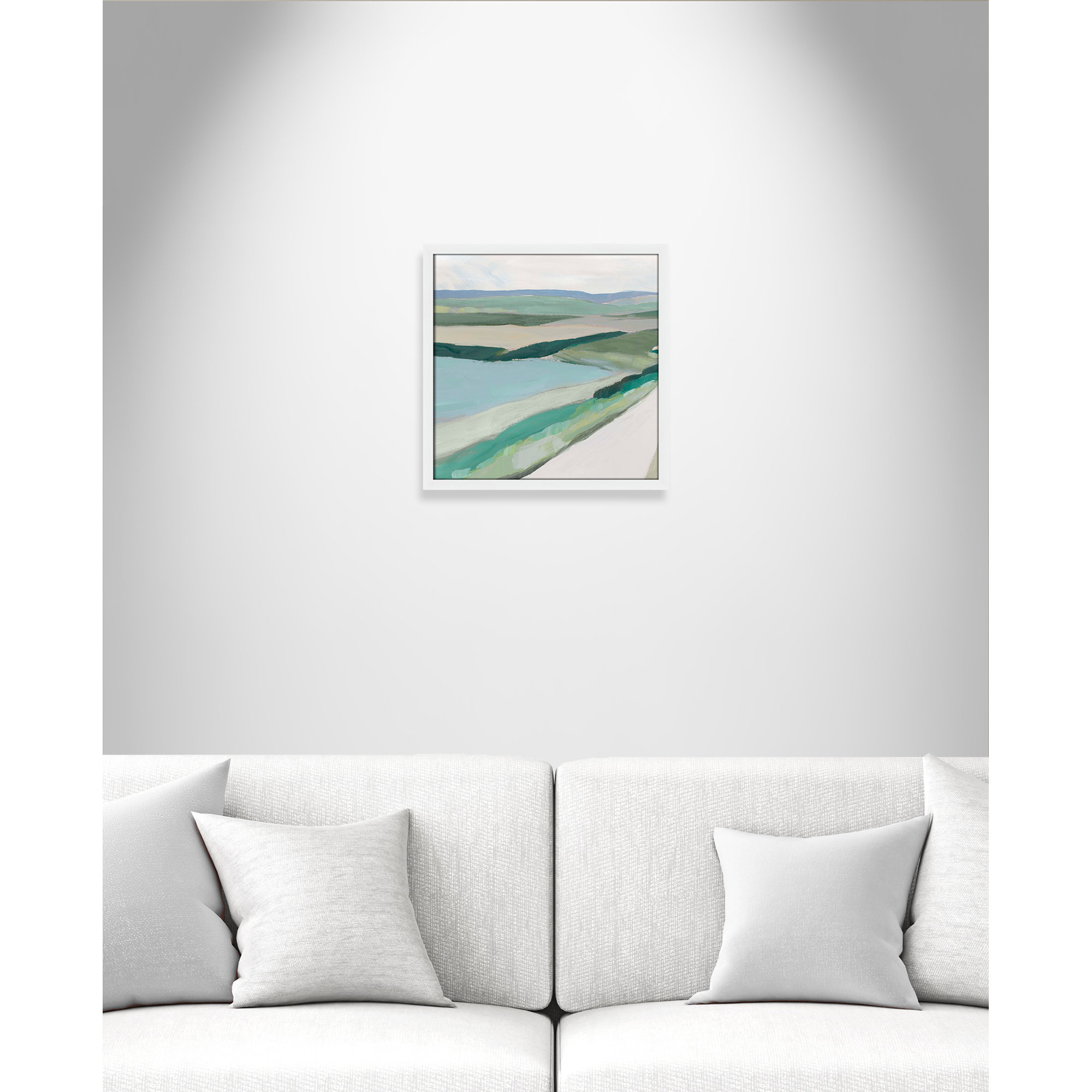Fields Of Green I by - Single Picture Frame Print, 17" H x 17" W x 1.25" D, Satin White Framed