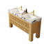 Meuble-lavabo de 60 po avec lavabo, armoire de rangement autoportante en contreplaqué avec 6 tiroirs, comptoir en pierre frittée et 2 lavabos en céramique, pré-assemblé