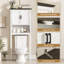 Armoire de rangement au-dessus de la toilette avec barre inférieure réglable, blanc